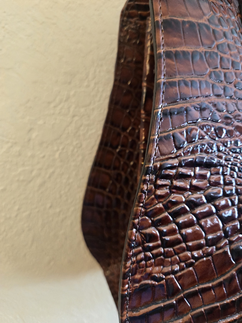 Brahmin Dark Brown Croc-Embossed Satchel - Picture 10 of 16